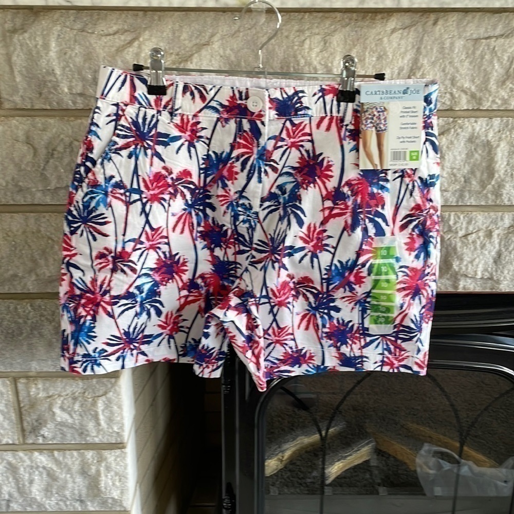 Caribbean Joe Palm Tree Print Shorts Size 10